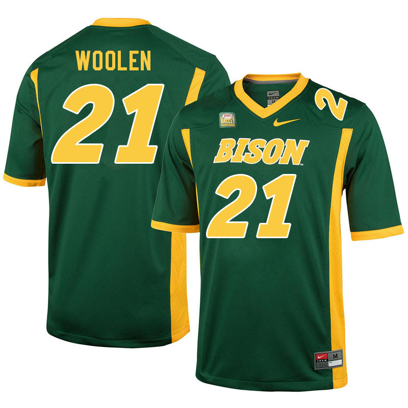 Men #21 Donovan Woolen North Dakota State Bison College Football Jerseys Stitched-Green